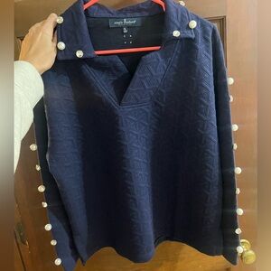 Blue embellished sweat shirt